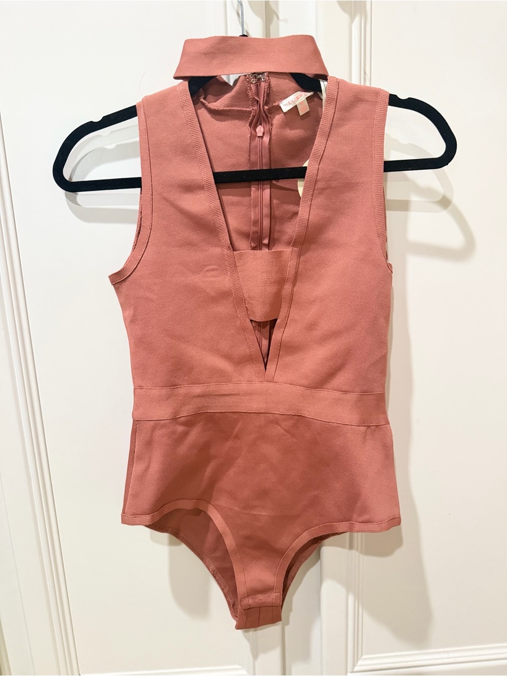 Luxxel Dusty Rose Sleeveless Mock-Collar One-Piece Bodysuit